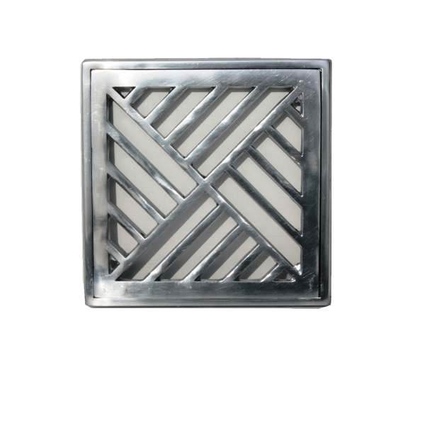 Grelha Diagonal Alumínio Polida C/Aro 20x20