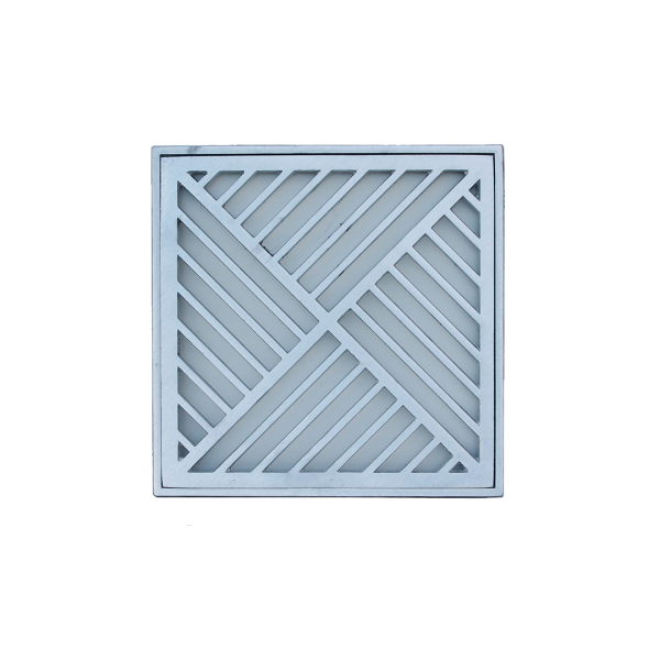 Grelha Diagonal Alumínio Escovada C/Aro 30x30