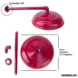 Ducha Fria 12 Alumínio Vermelho