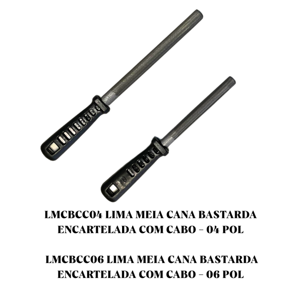 Lima meia cana bastarda encartelada com cabo - 04 e 06 Pol